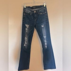 Express Barely Boot Distressed Jeans 2s
